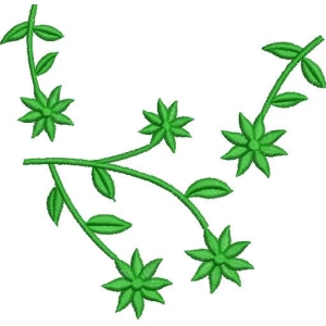 绿色藤蔓植物刺绣图案