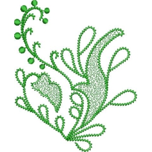 绿色植物刺绣图案