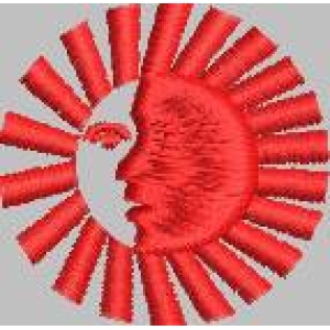 红色太阳人脸图案