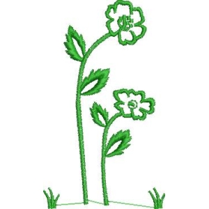 绿色植物刺绣图案