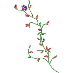 彩色藤蔓花卉刺绣图案
