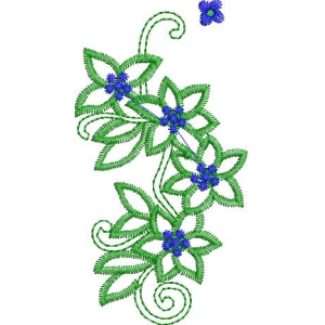 绿色藤蔓与蓝色花朵刺