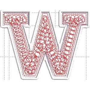 红色镂空字母W图案