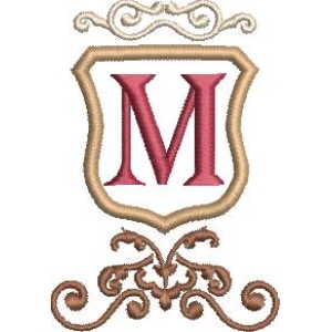 字母M徽章刺绣图案