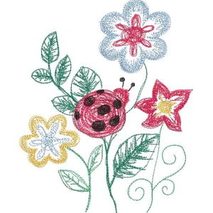 瓢虫与花朵插画