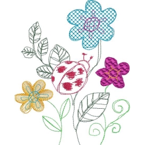 彩色花朵与瓢虫图案