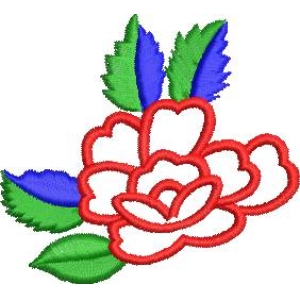 红色花朵刺绣图案
