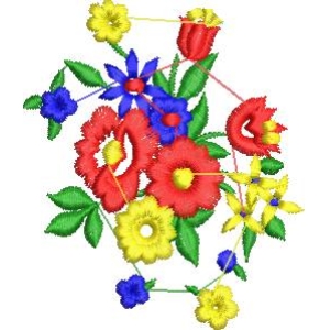 彩色花卉刺绣图案