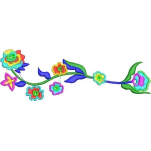 彩色花卉刺绣图案