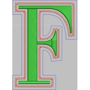 绿色字母F刺绣设计图