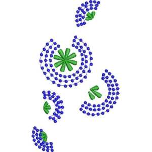 蓝色珠饰与绿色花叶图案