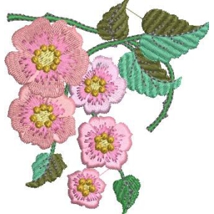 粉色花朵刺绣图案