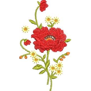 红色罂粟花刺绣图案