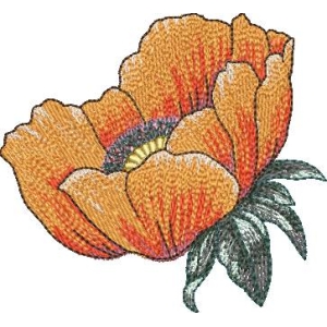 橙色刺绣花朵图案