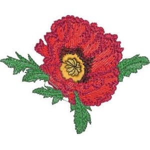红色罂粟花刺绣图案
