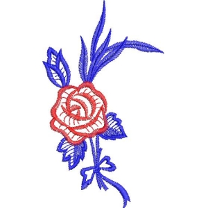 蓝色刺绣玫瑰花图案