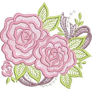 粉色玫瑰刺绣花束