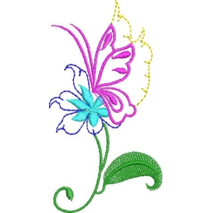 彩色蝴蝶花刺绣图案
