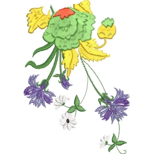 彩色花卉刺绣图案