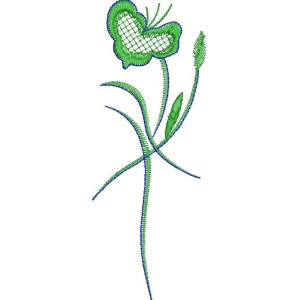 绿色蝴蝶花刺绣图案
