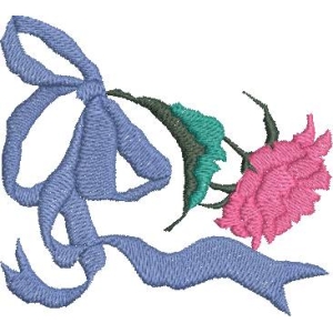 蓝色丝带装饰粉色花朵