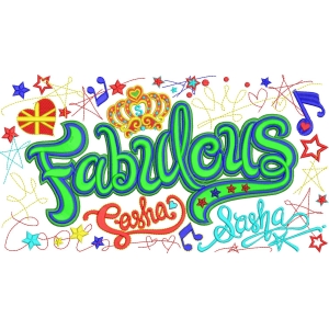 绚丽刺绣Fabulous字样