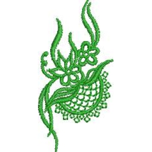 绿色刺绣花卉图案
