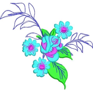 彩色花卉刺绣图案