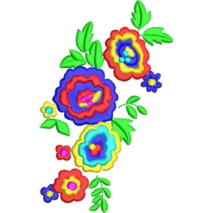 彩色花卉刺绣图案