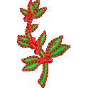 红色植物刺绣图案