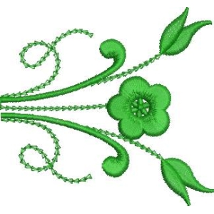 绿色刺绣花卉图案