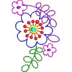 彩色花朵刺绣图案
