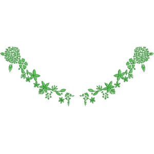 绿色植物刺绣图案