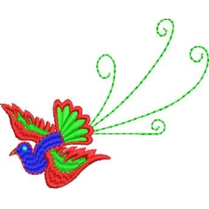 彩色刺绣飞鸟图案
