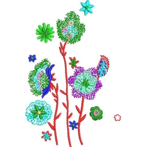 彩色花卉刺绣图案
