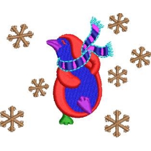 彩色企鹅戴围巾雪中舞