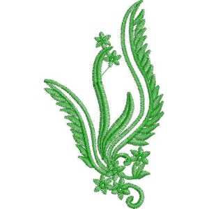 绿色植物刺绣图案