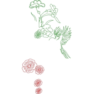 刺绣花卉与鸟图案设计_zbw6107