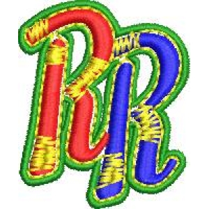 彩色字母R刺绣图案