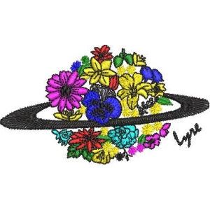 彩色花卉环绕环形图案