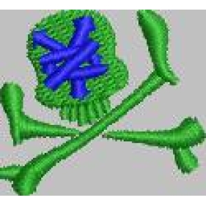 绿色骷髅与交叉骨头图案