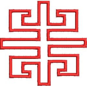 红色几何迷宫图案