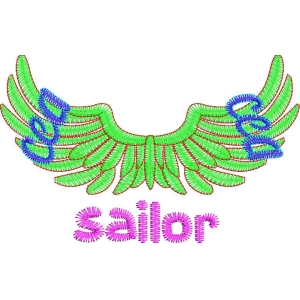 绿色翅膀与sailor字样刺
