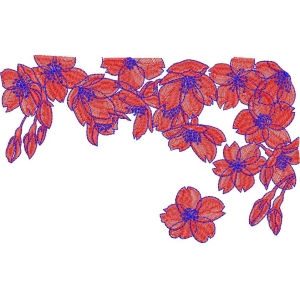 红色樱花图案设计稿