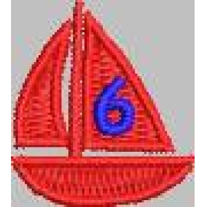 红色帆船图案带数字6