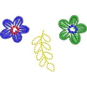彩色刺绣花朵与叶子图案