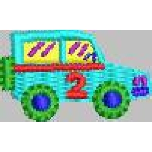 彩色数字2的卡通汽车