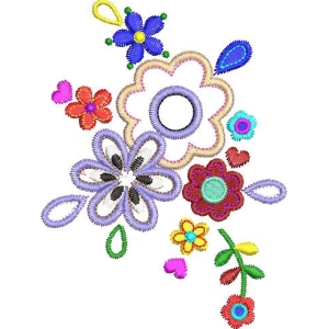 彩色刺绣花卉图案