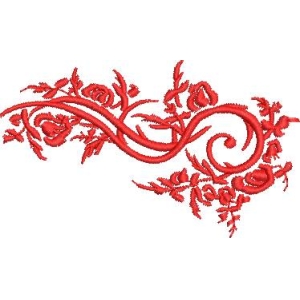 红色花卉刺绣图案