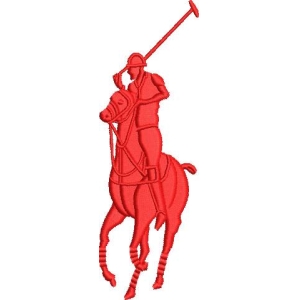 红色马球运动员剪影